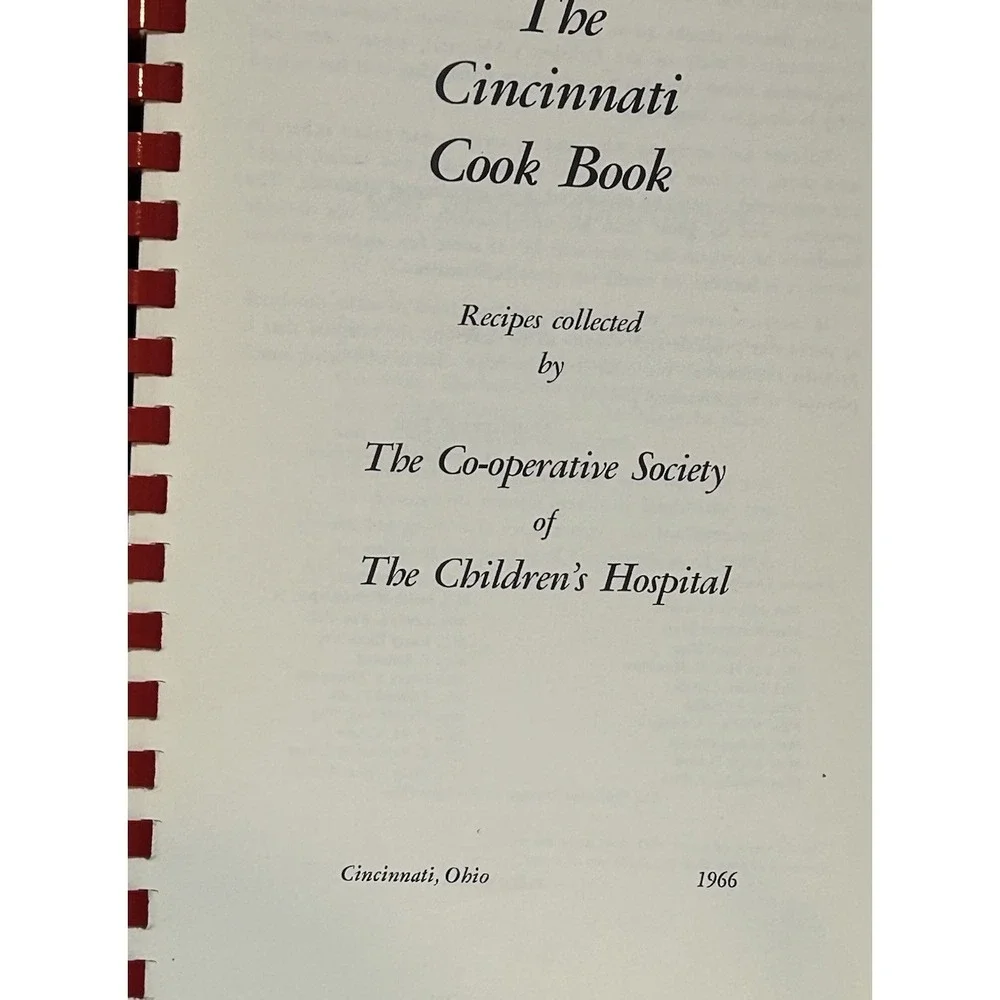 Vintage 1966 The‎ Cincinnati Cook Book Co-Operative Society Childrens Hospital
